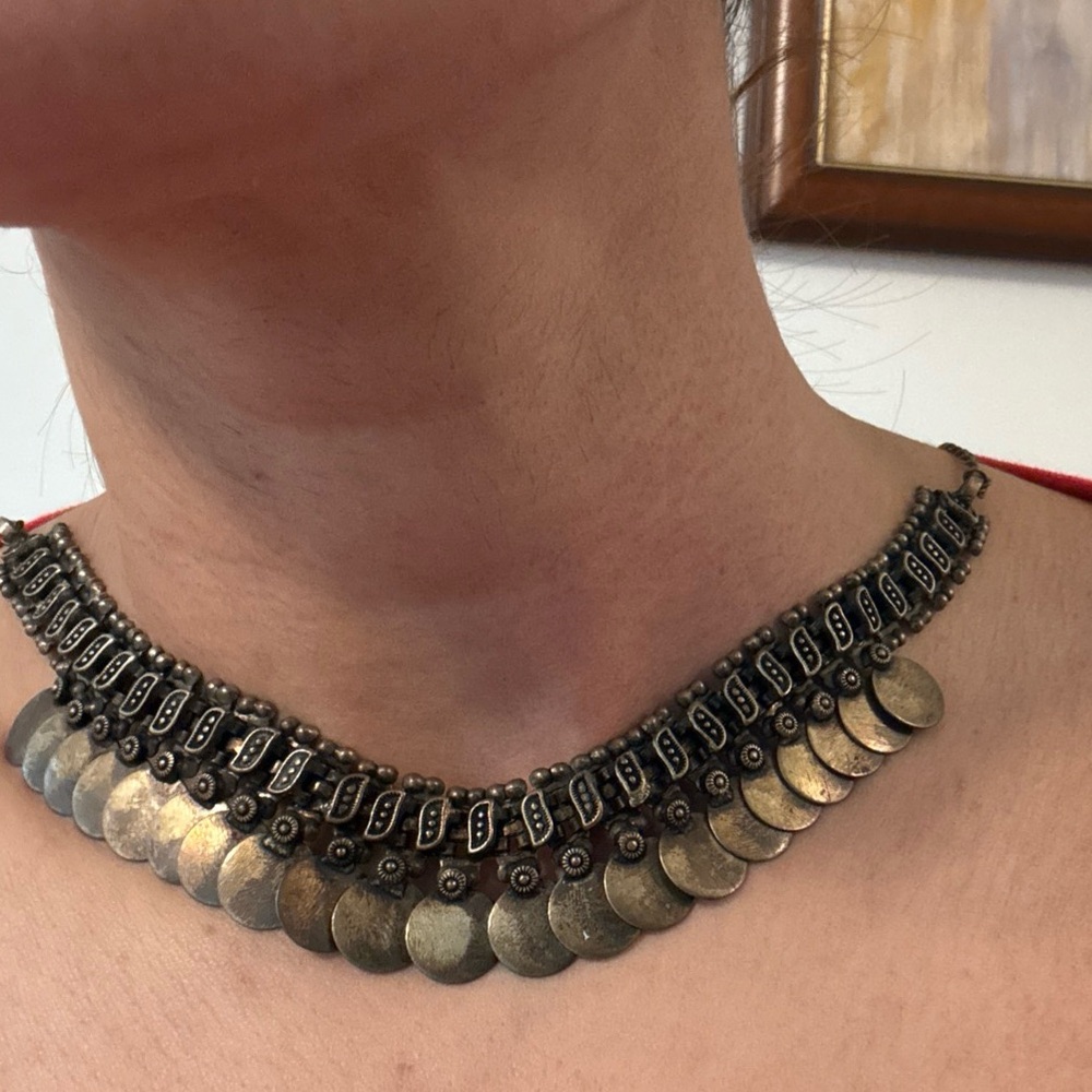 Gold Layered Necklace with Intricate Design